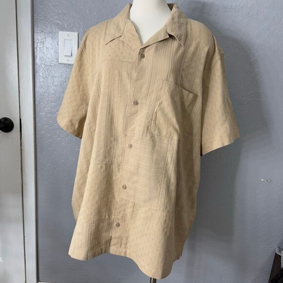Gap Men’s Textured Resort Shirt, Khaki, XXXL - Picture 1 of 5
